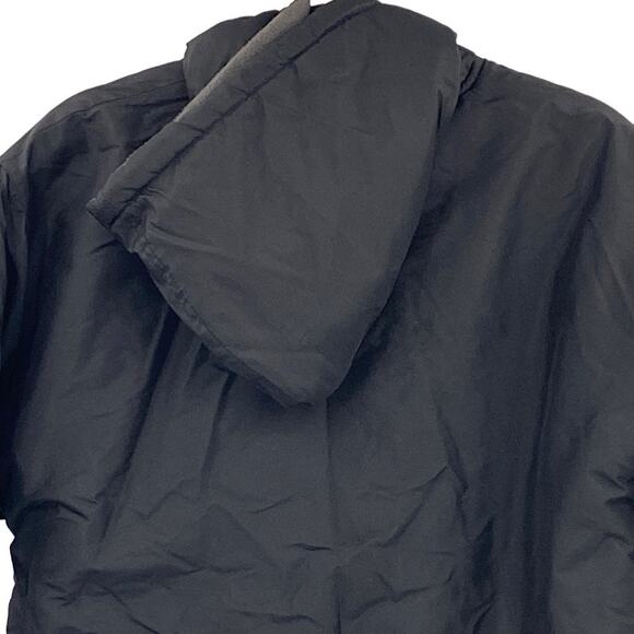 Cold Storage Black Fleece Lined Zip Up Hooded Windbreaker Coat Size 14/16 - Picture 3 of 13